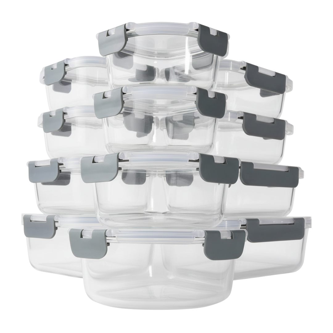 12 Piece Borosilicate Glass Food Storage Containers with Lids