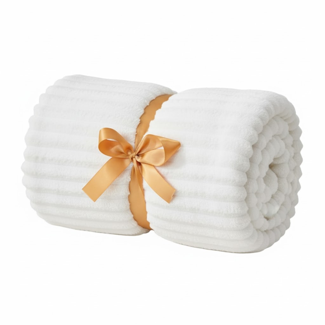 Soft Fleece Blanket 3D Ribbed Jacquard for Sofa and Bed