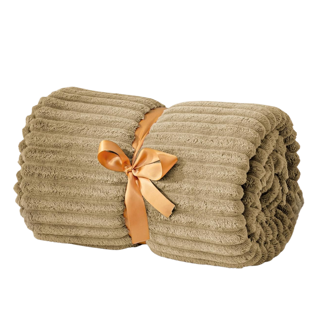 Soft Fleece Blanket 3D Ribbed Jacquard for Sofa and Bed