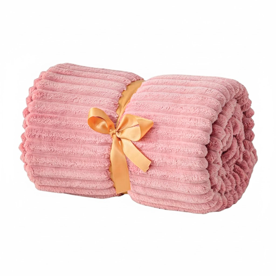 Soft Fleece Blanket 3D Ribbed Jacquard for Sofa and Bed