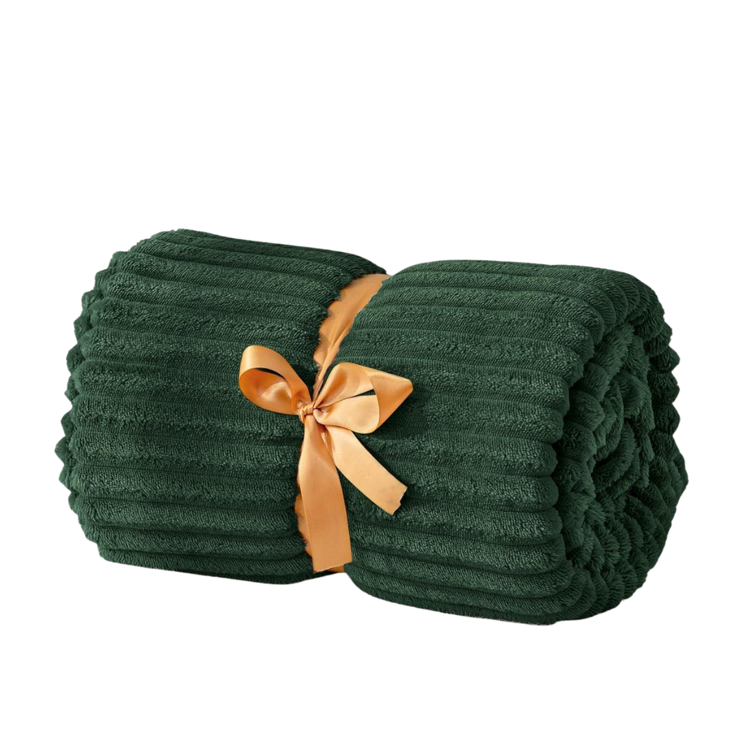 Soft Fleece Blanket 3D Ribbed Jacquard for Sofa and Bed
