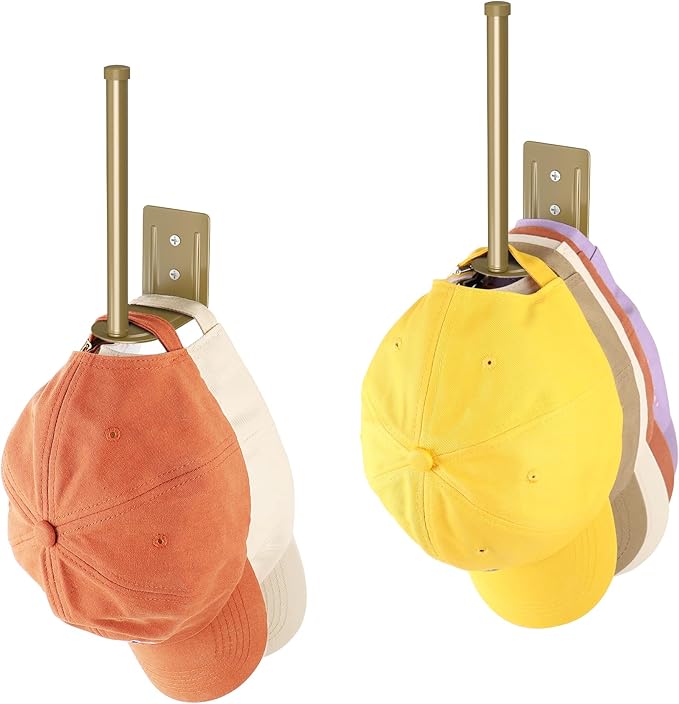 2pc Hat Rack Organizer for Caps, Stainless Steel, Wall Mounted Storage