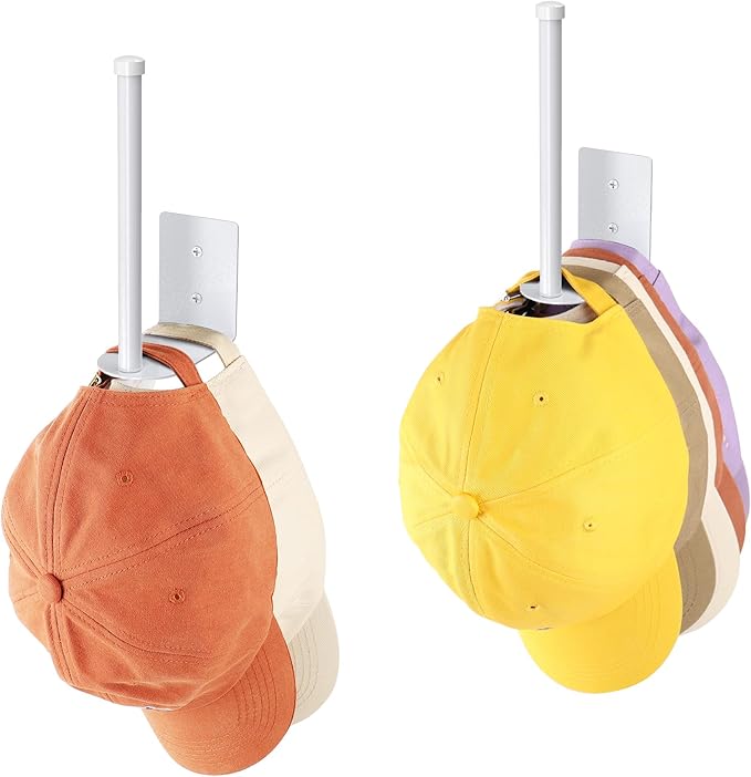 2pc Hat Rack Organizer for Caps, Stainless Steel, Wall Mounted Storage