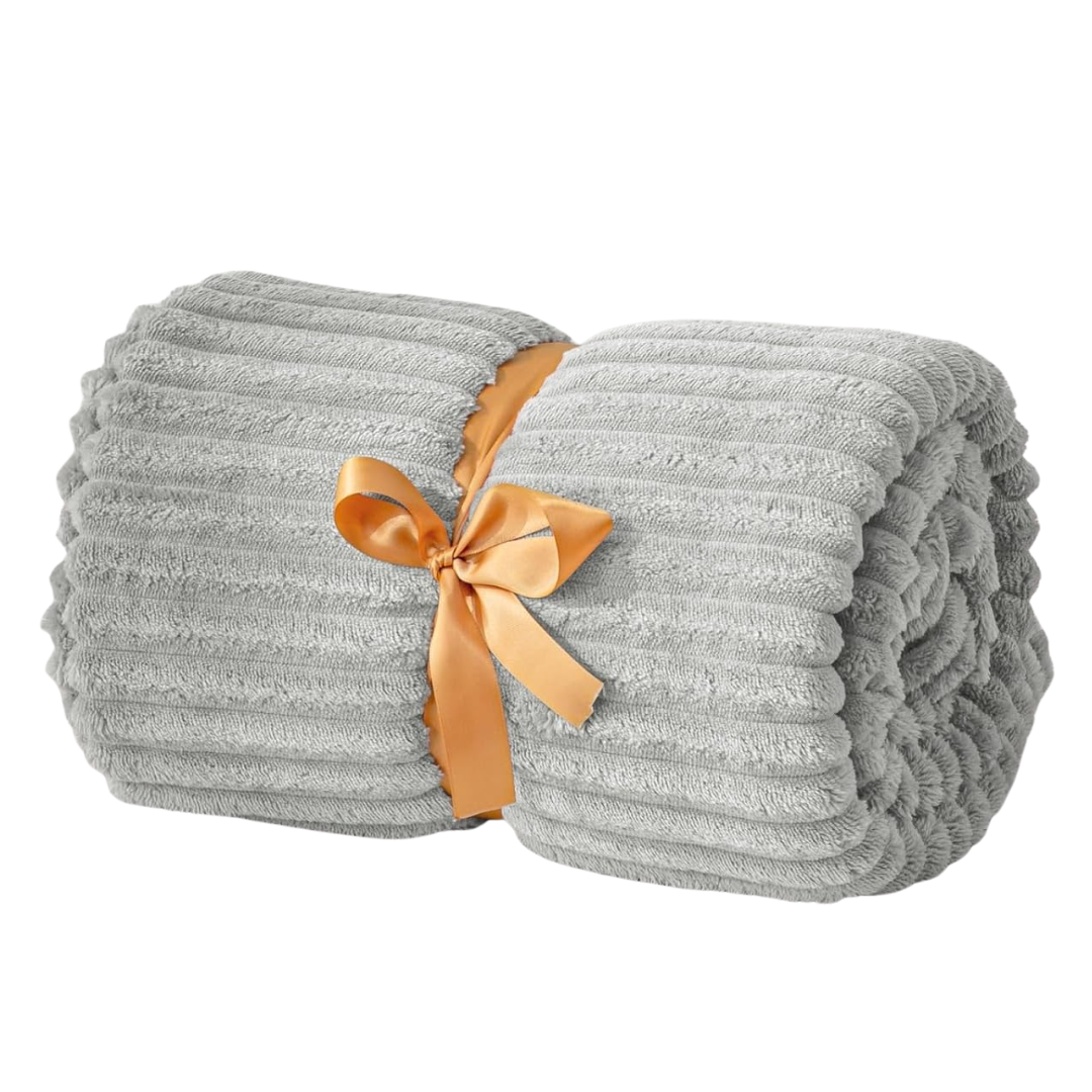 Soft Fleece Blanket 3D Ribbed Jacquard for Sofa and Bed