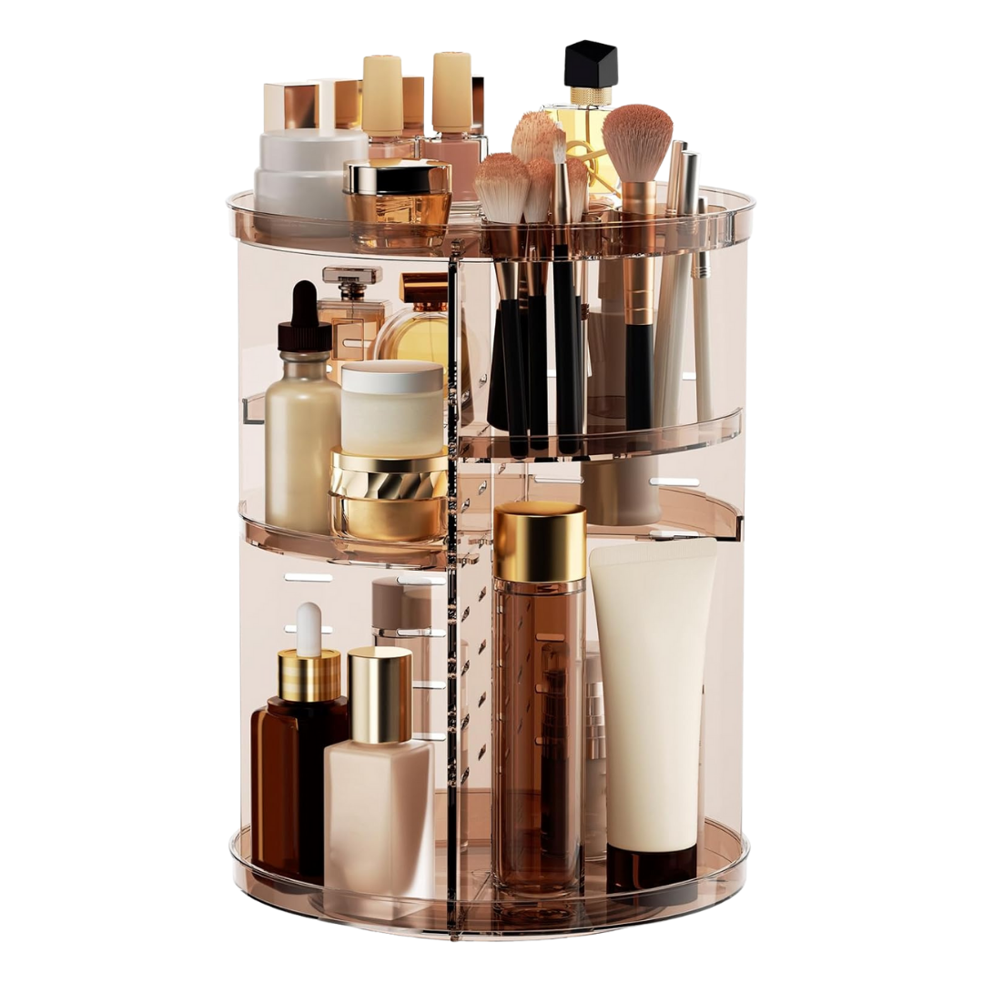 360 Rotating Adjustable Acrylic Makeup Organizer with Compartments