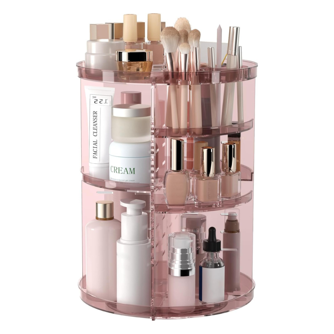 360 Rotating Adjustable Acrylic Makeup Organizer with Compartments