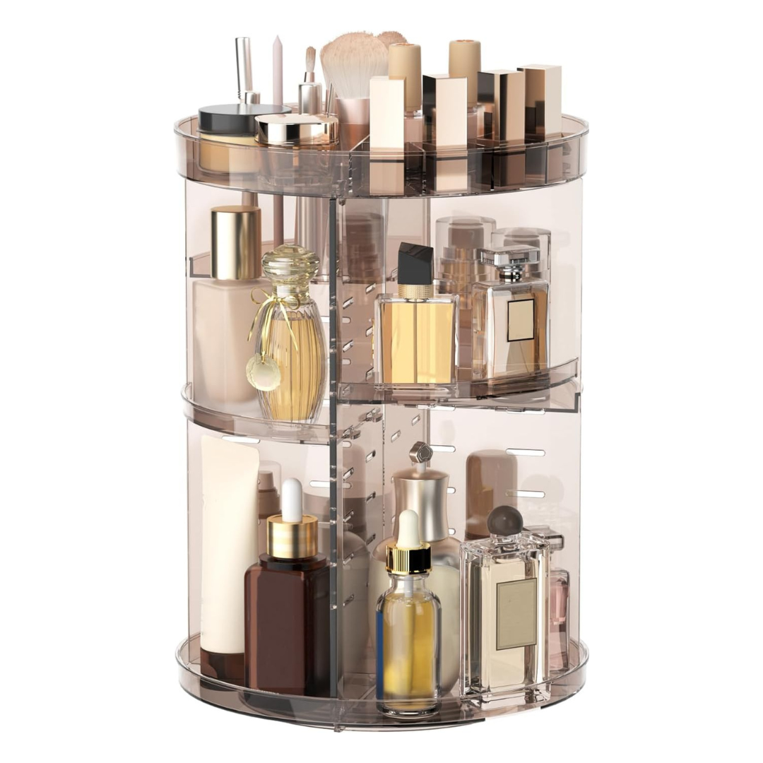 360 Rotating Adjustable Acrylic Makeup Organizer with Compartments