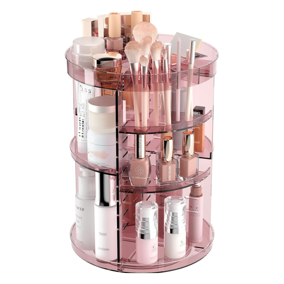 360 Rotating Adjustable Acrylic Makeup Organizer with Compartments