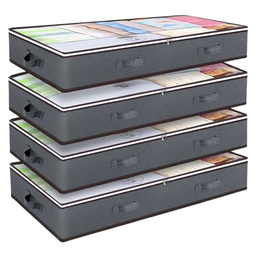 90L Under Bed Storage Bins with Zipper Lid, Foldable Fabric Bag