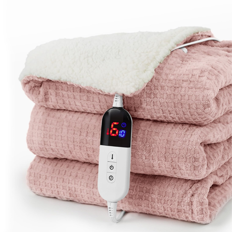 Waffle Electric Heated Blanket, 6 Levels, Digital Display and Auto Off