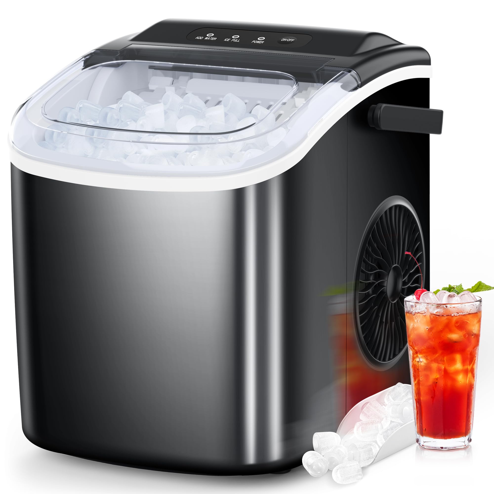 Countertop Ice Maker with Self-Cleaning and 26.5 lb Daily Capacity