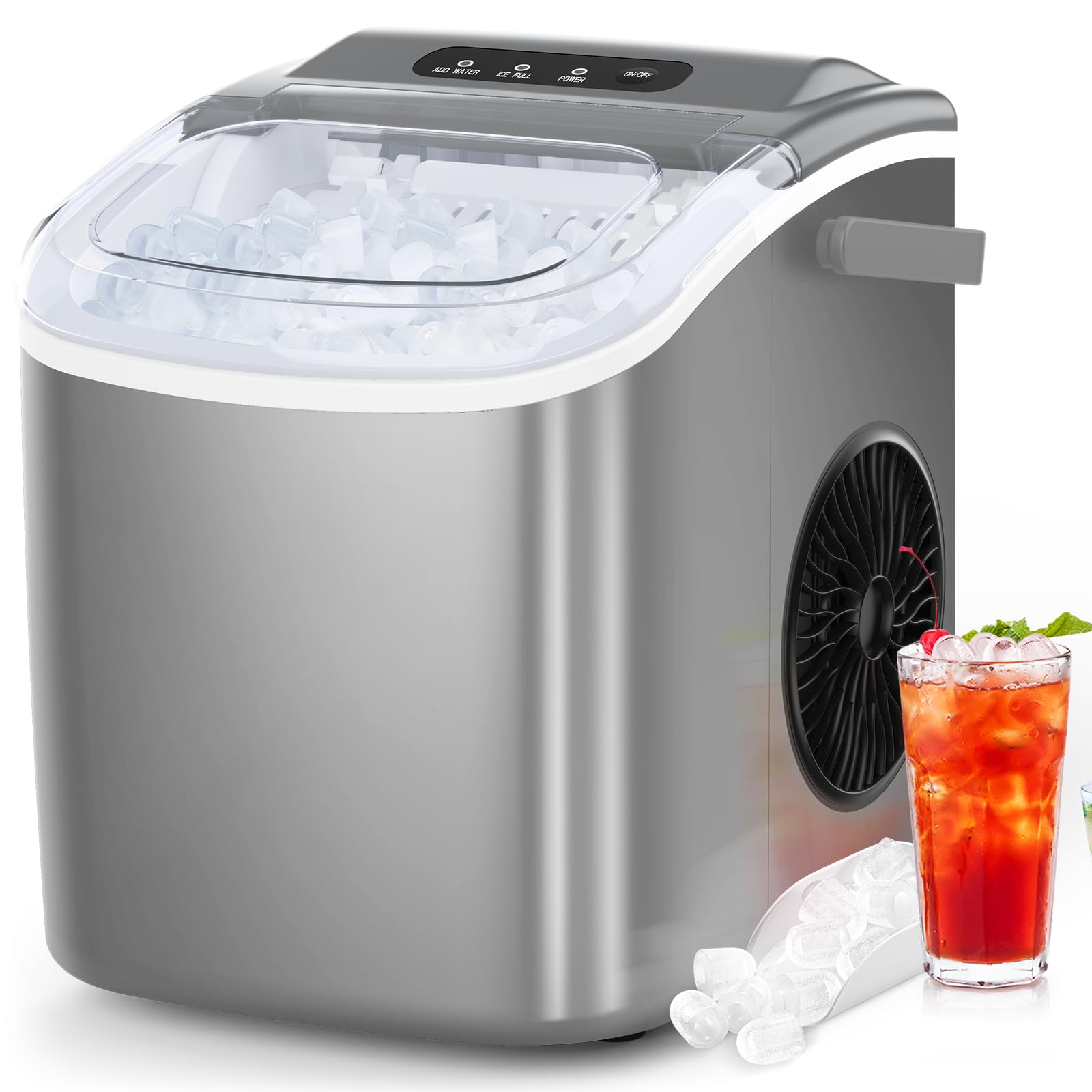 Countertop Ice Maker with Self-Cleaning and 26.5 lb Daily Capacity
