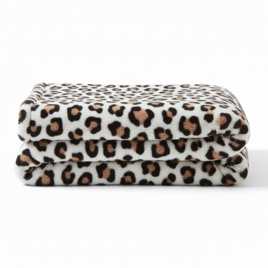Leopard Print Fleece Blanket for Bed, Sofa, Travel, Camping