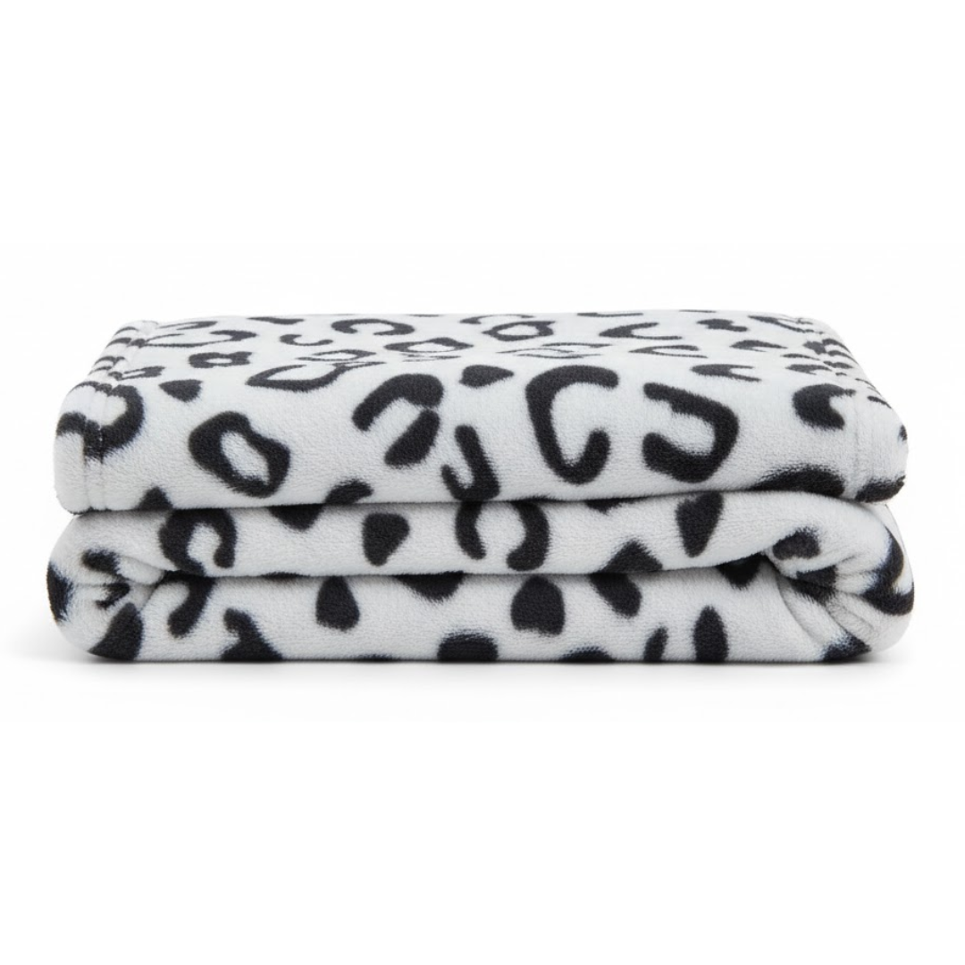 Leopard Print Fleece Blanket for Bed, Sofa, Travel, Camping