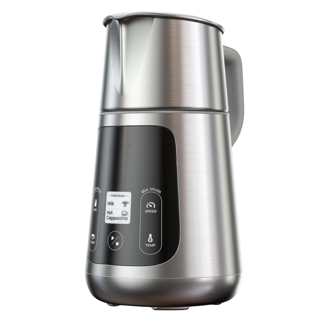 Electric Milk Frother with Adjustable Heat and Froth Settings