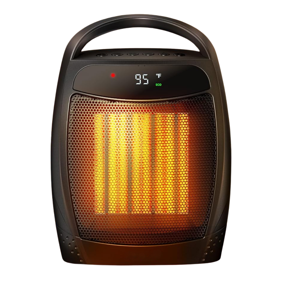 Portable Ceramic Space Heater with Thermostat, Fan, and Auto Shutoff