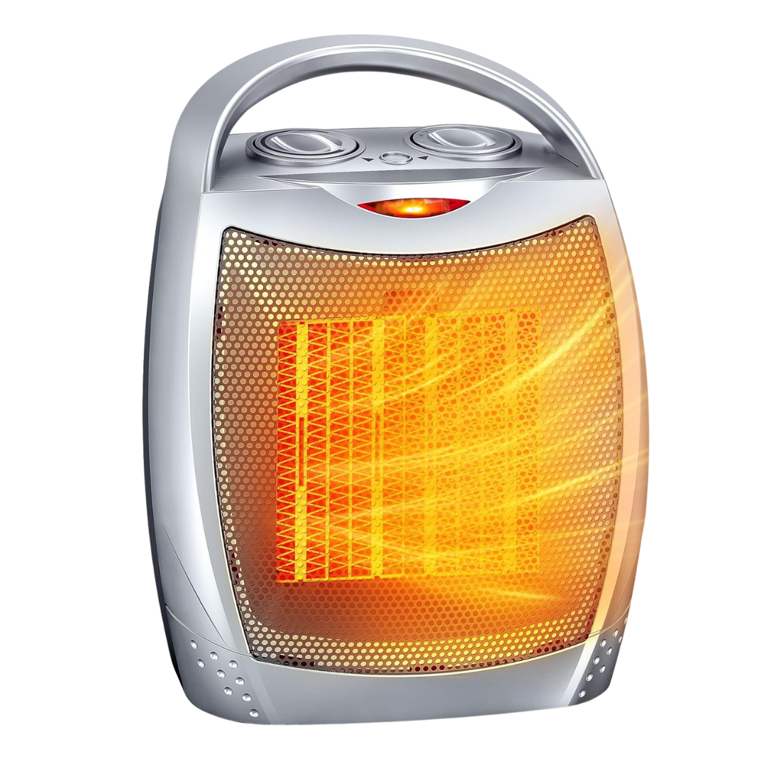 Portable Ceramic Space Heater with Thermostat, Fan, and Auto Shutoff
