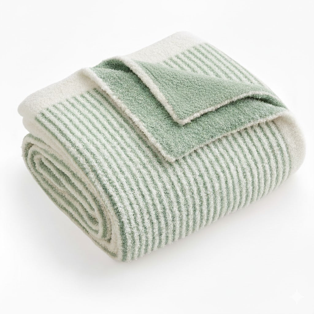 Soft Reversible Ribbed Knit Blanket for Couch, Sofa, and Bedroom
