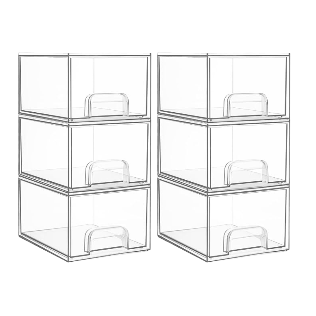 Stackable Storage Drawers Clear Acrylic Bathroom Organizer for Vanity