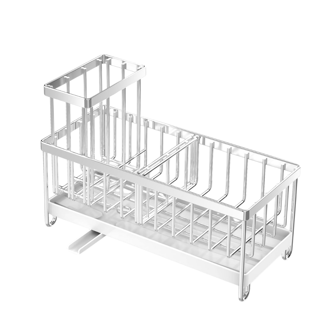 Stainless Steel Sink Caddy Organizer with Rotatable Drain Spout