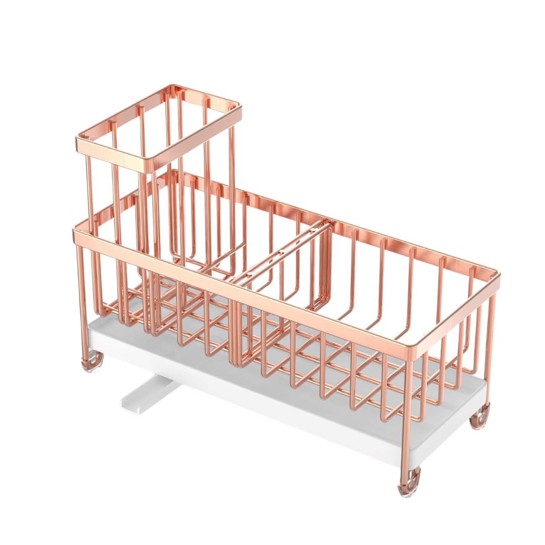 Stainless Steel Sink Caddy Organizer with Rotatable Drain Spout