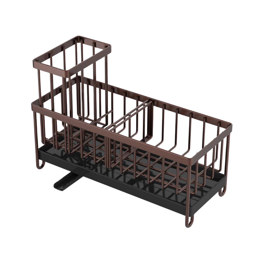 Stainless Steel Sink Caddy Organizer with Rotatable Drain Spout