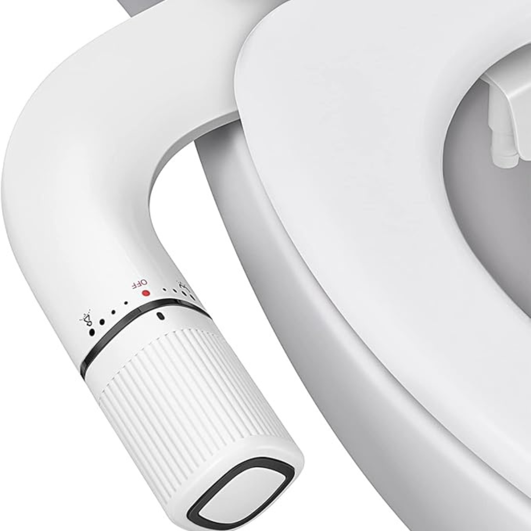 Toilet Bidet Attachment with Dual Nozzle, Water Control, Manual Knob
