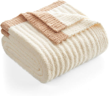 Soft Reversible Ribbed Knit Blanket for Couch, Sofa, and Bedroom