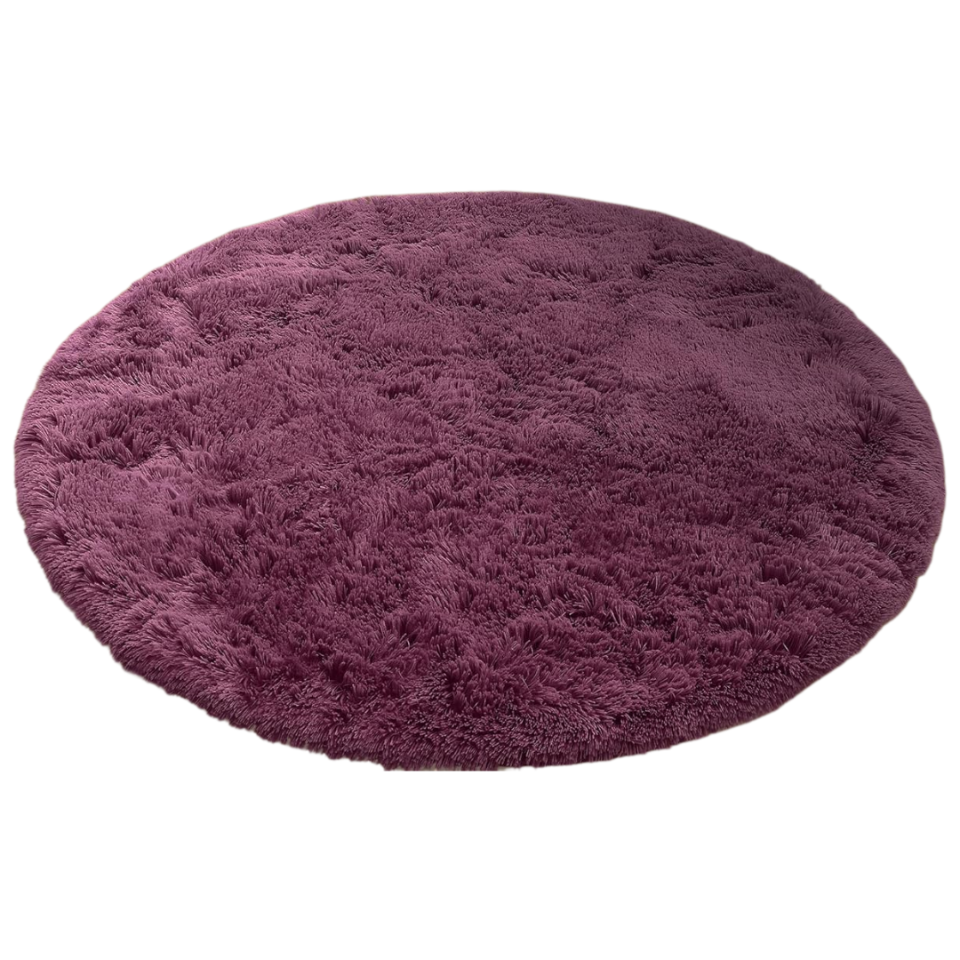 Round Machine Washable Area Rug with High Pile and Anti-Slip Backing