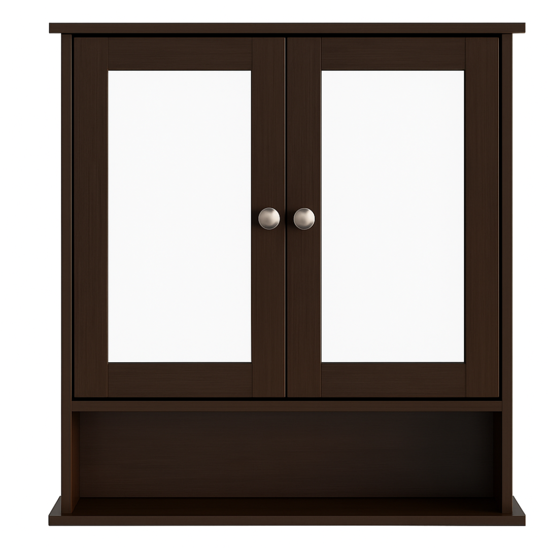 Wall Mounted Bathroom Cabinet with Double Mirrors and 3 Level Storage