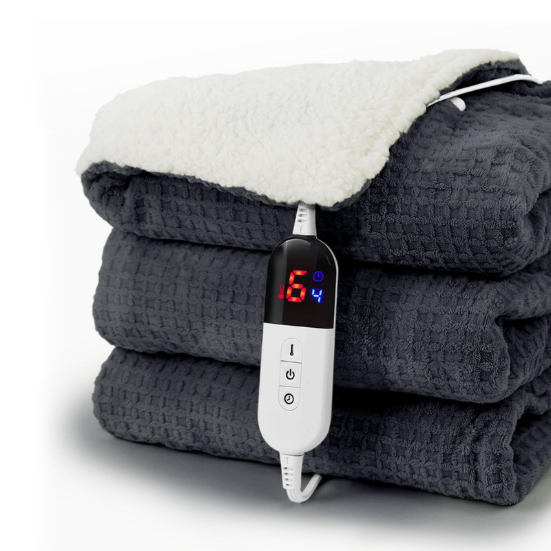 Waffle Electric Heated Blanket, 6 Levels, Digital Display and Auto Off